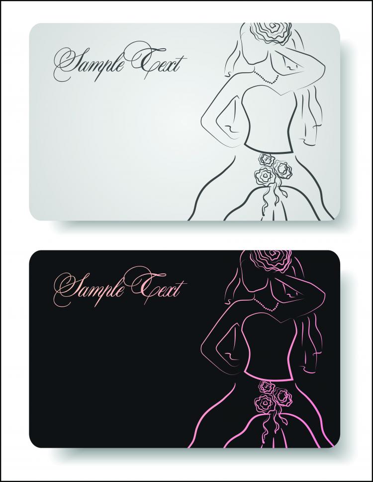 free vector Lines of the bride business cards vector